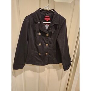 Merona Women's Black Double-breasted  Coat Cotton Size Small